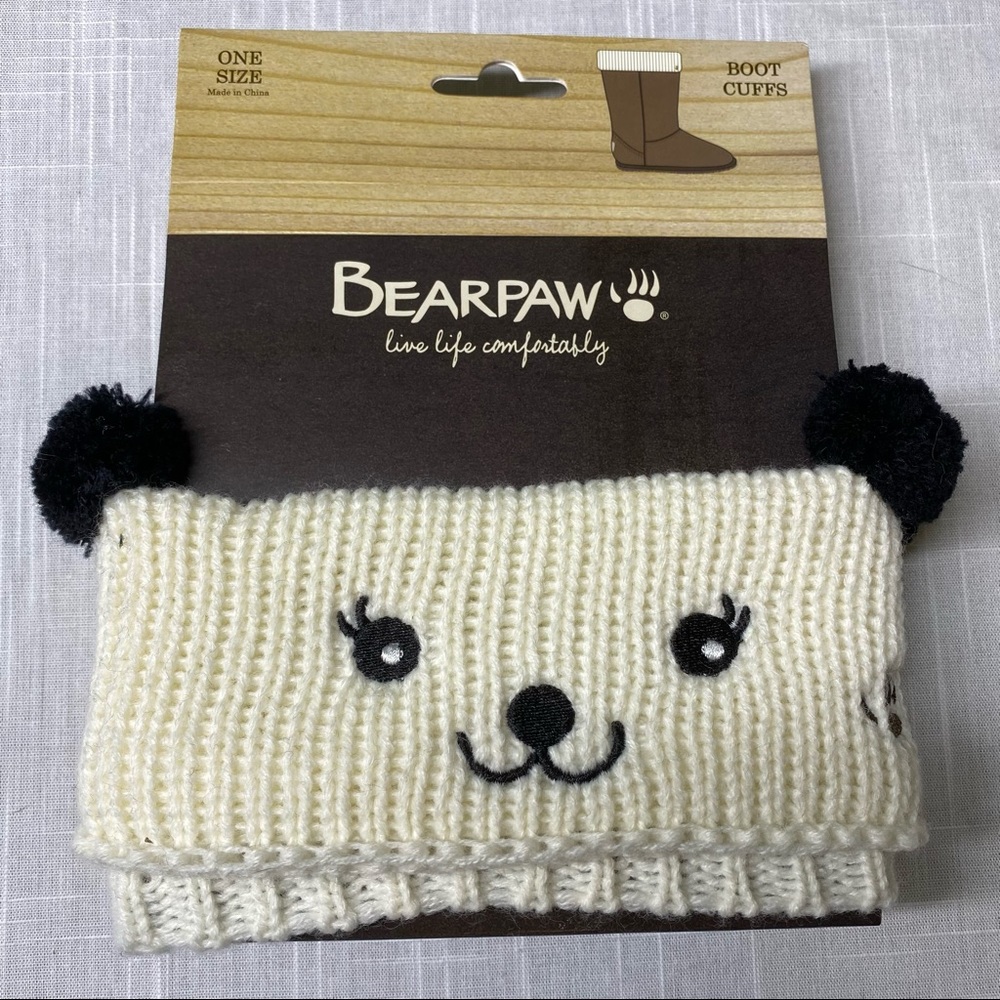 BearPaw Boot Cuffs Ivory Bear One Size NEW Winter